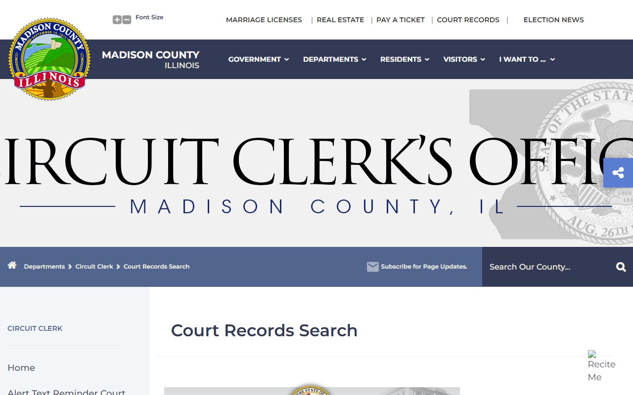 Madison County Circuit Clerk online court records search portal
