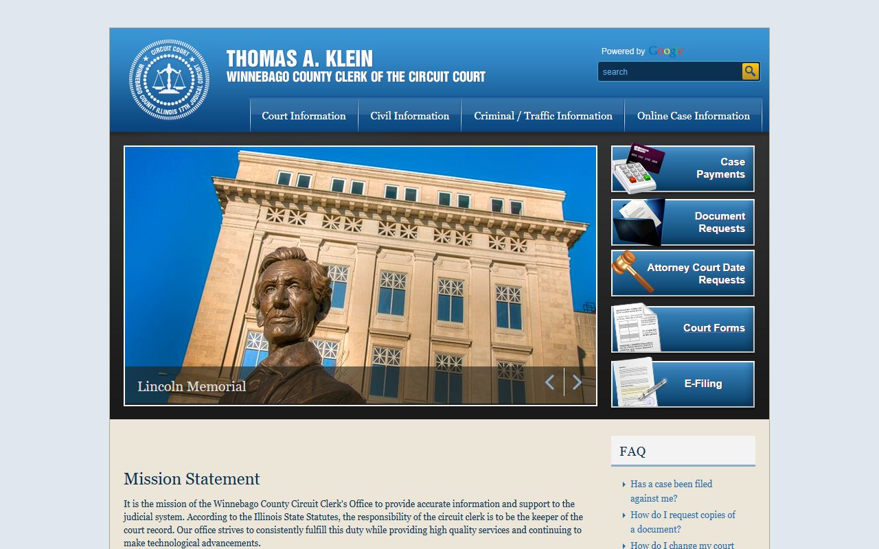 Winnebago County Circuit Clerk website for civil court records access